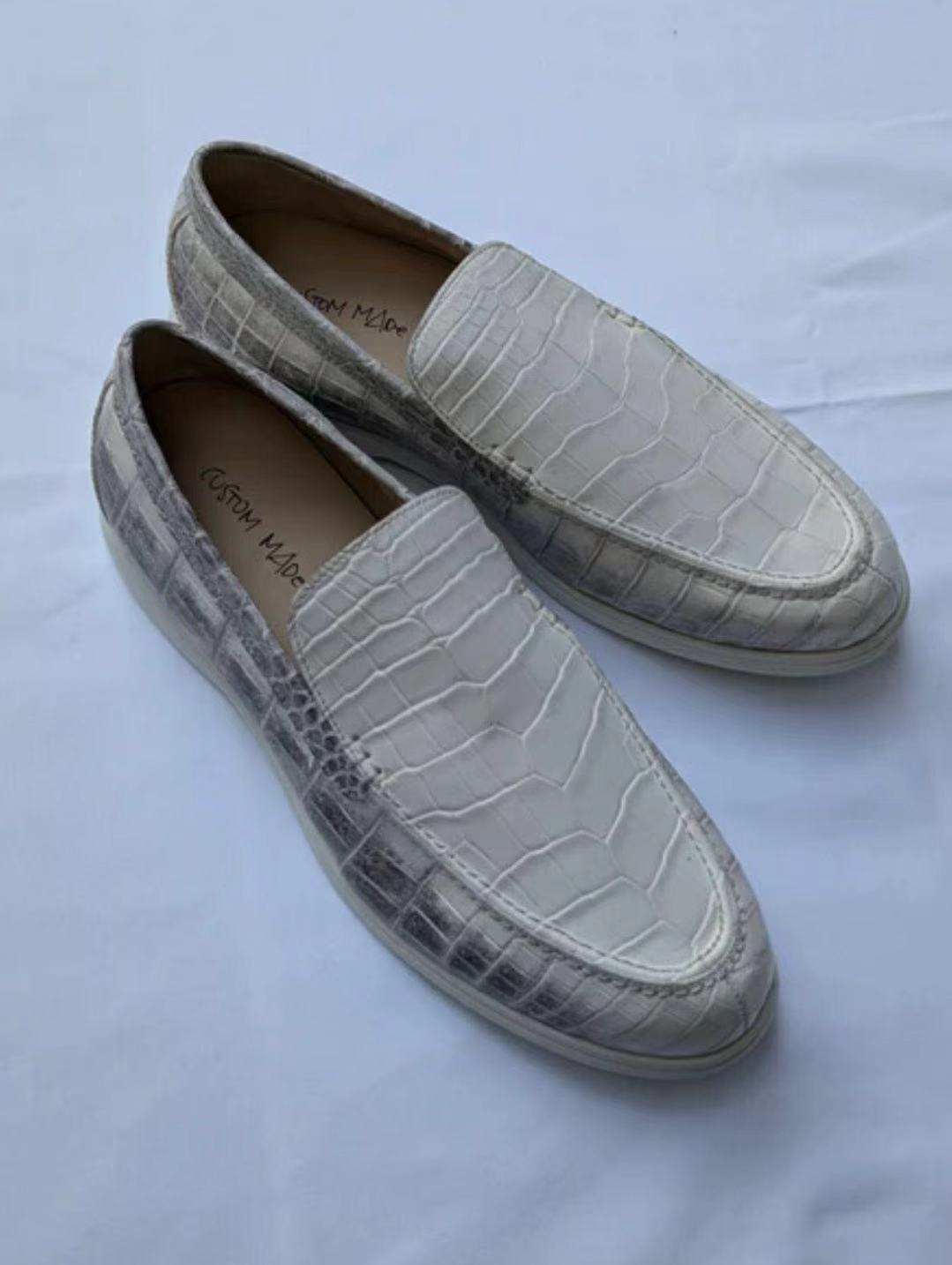 Preorder Men Crocodile Leather Loafers Himalayan