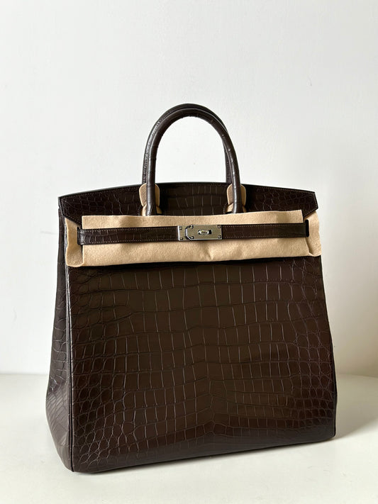 Preorder Genuine Nile Crocodile Skin Leather 45cm Oversized Padlock Business Handbags Office Bags