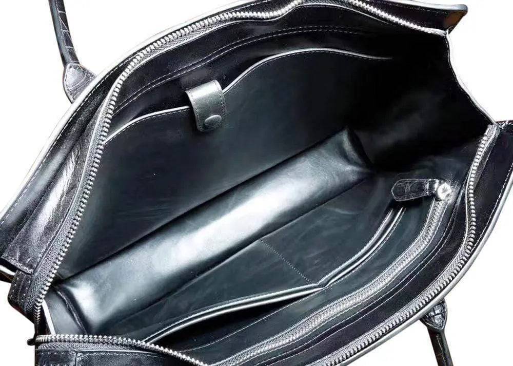 Classic Genuine Crocodile Leather Luxury Vintage Strapless Briefcase Computer Bag