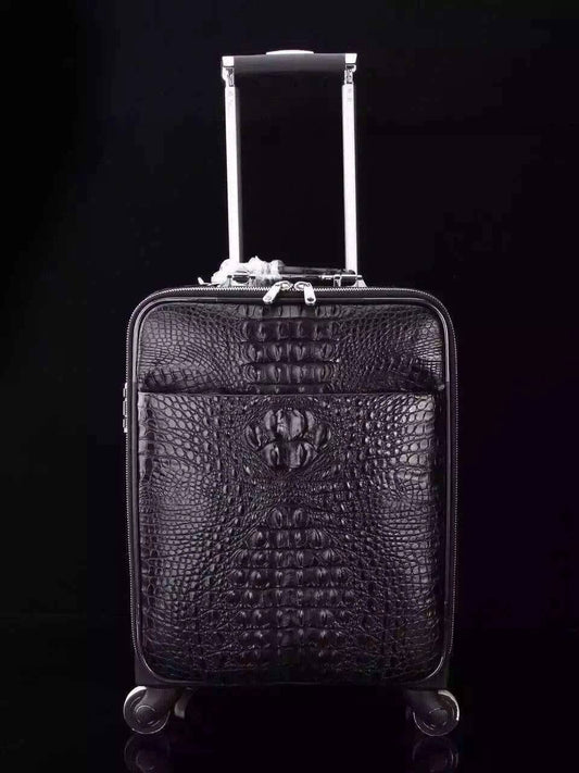 Genuine Crocodile Leather Laptop Trolley Luggage Bags Case ,Travel Luggage Bags