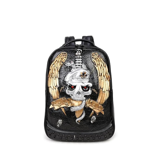 Halloween 3D Elf With Sword Faux Leather Backpack Laptop Computer Travelling Rucksack Bag
