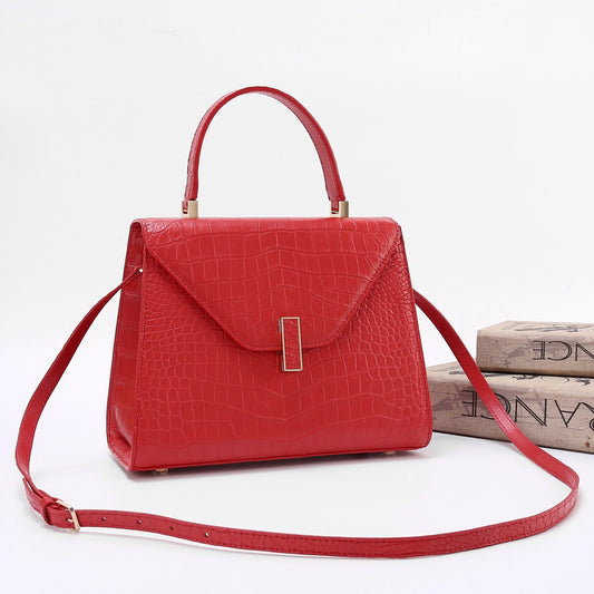 Genuine Crocodile Skin Leather Top Handle Bags Red