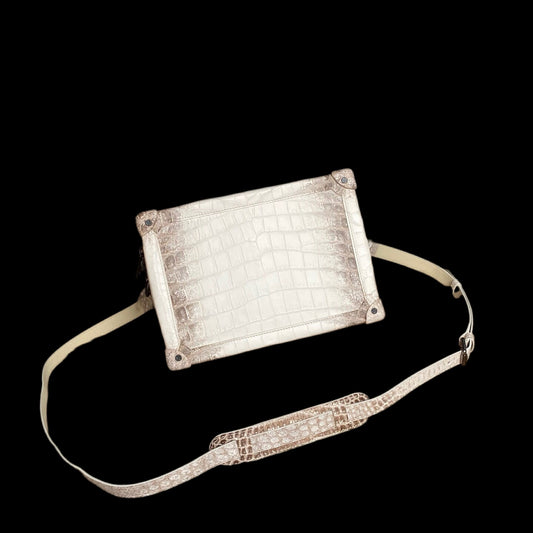 Large Trunk Box Bag, Crocodile Skin Leather Trunk Box Bag