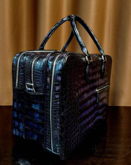 Unisex Vintage Crocodile Leather Jumbo Size Briefcase
