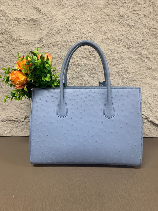 Preorder Womens Ostrich Skin Leather Top Handle Bag Black