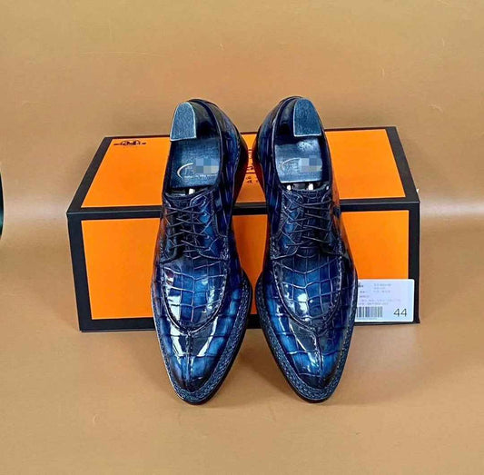 Crocodile Shoes, Men's Crocodile Leather Lace Up Business Dress Shoes