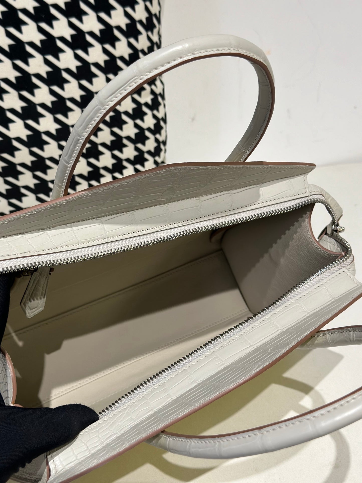 Crocodile Leather Top Handle Bag Yellow