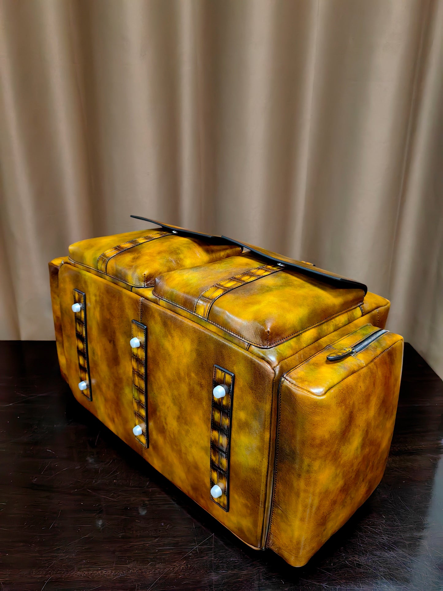 Unisex Ex Large Vintage Leather Travel Duffle Bag Vintage Brown