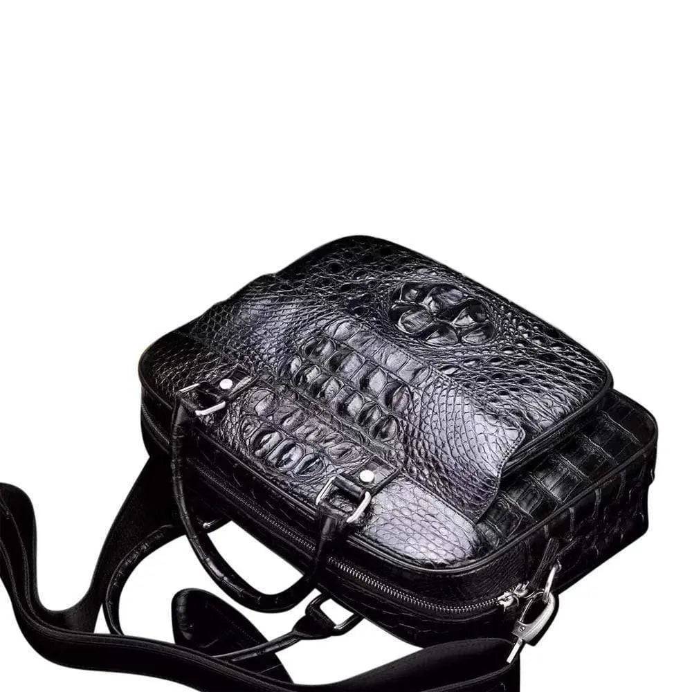 Men's Crocodile Leather Briefcase Messenger Travel Laptop Bag | Rossieviren