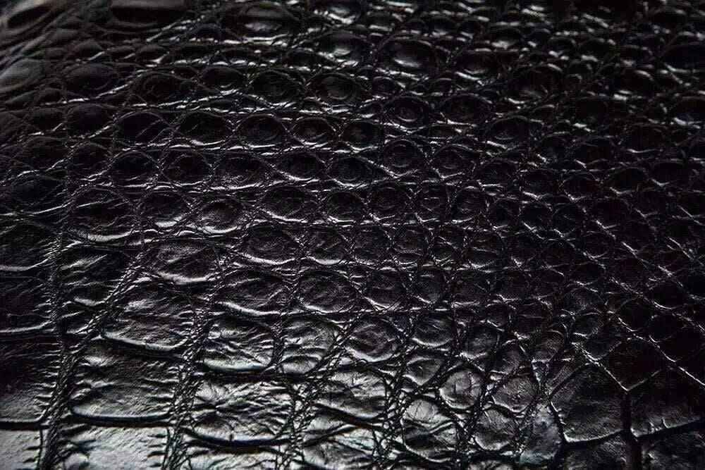 Mens Black Genuine Crocodile Bone Leather Briefcase