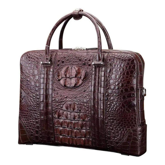 Men’s Fashion Crocodile Leather Bag, Luxury Crocodile Leather Business Briefcase for Men