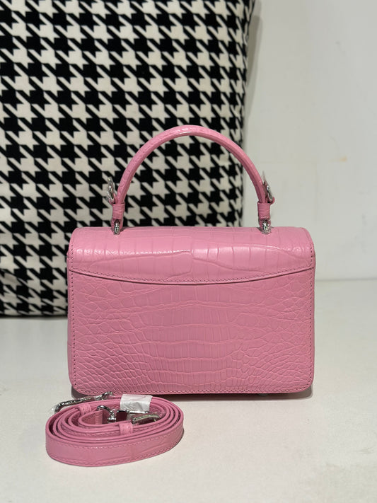 Crocodile Leather Top Handle Cross Body Bag