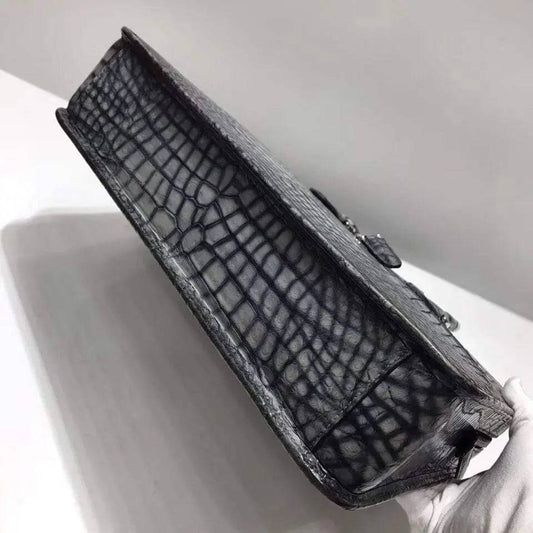 Retro Crocodile Leather Crossbody Laptop Business Bag