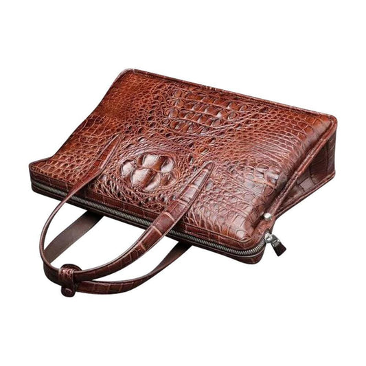 Classic Genuine Crocodile Briefcase, Laptop Bag, Men's Book Bag