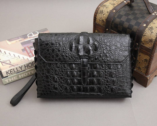 Crocodile Bone Leather Clutch Bags