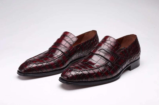 Crocodile Shoes Preorder Crocodile Leather Formal Penny loafer Casual Slip On Shoes For Men