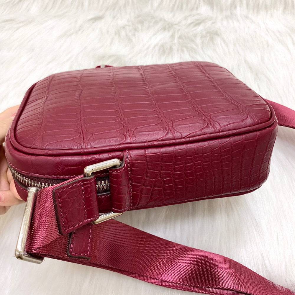 Preorder Crocodile Leather Small Crossbody Shoulder Bag White