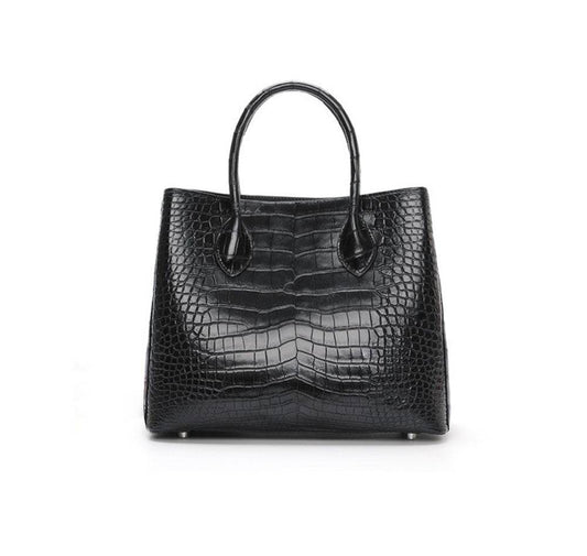 Genuine Crocodile Leather Top Handle Satchel Handbag Shoulder Bag Tote Purse Messenger Bags 33cm Black