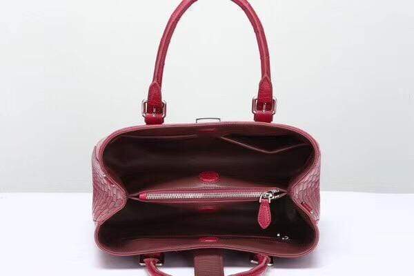 Genuine Crocodile Leather Top Handle Tote With Crossbody Strap Wine Red