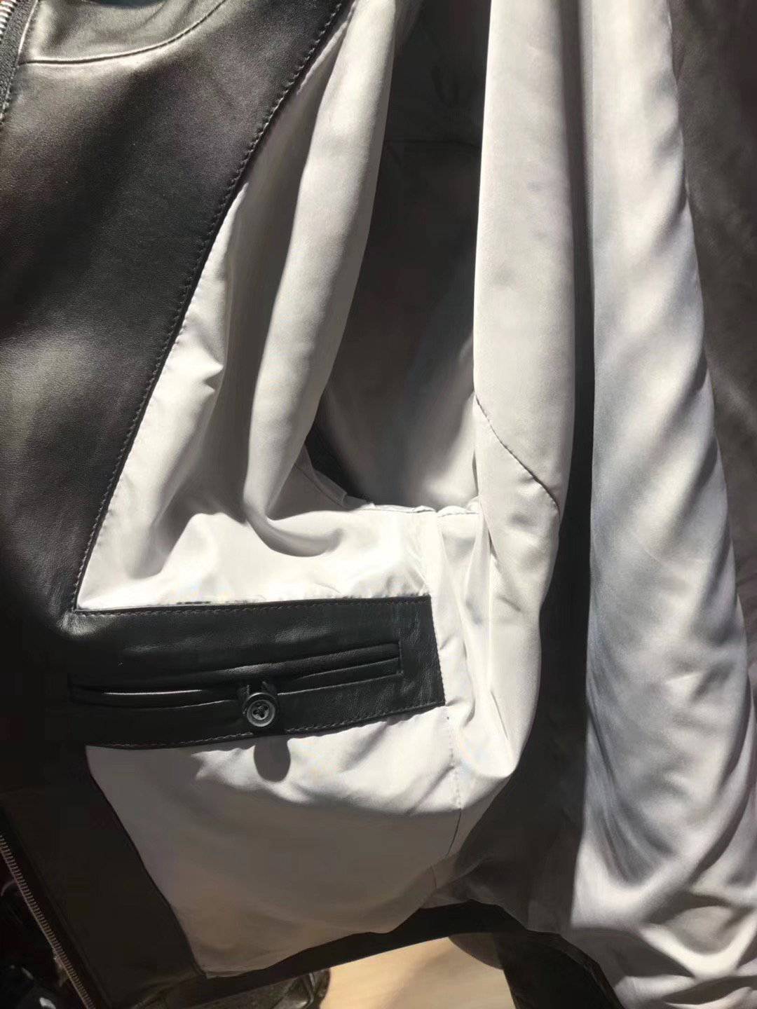 Lambskin Leather With Crocodile Belly Leather Trim Biker Bomber Jacket For Men