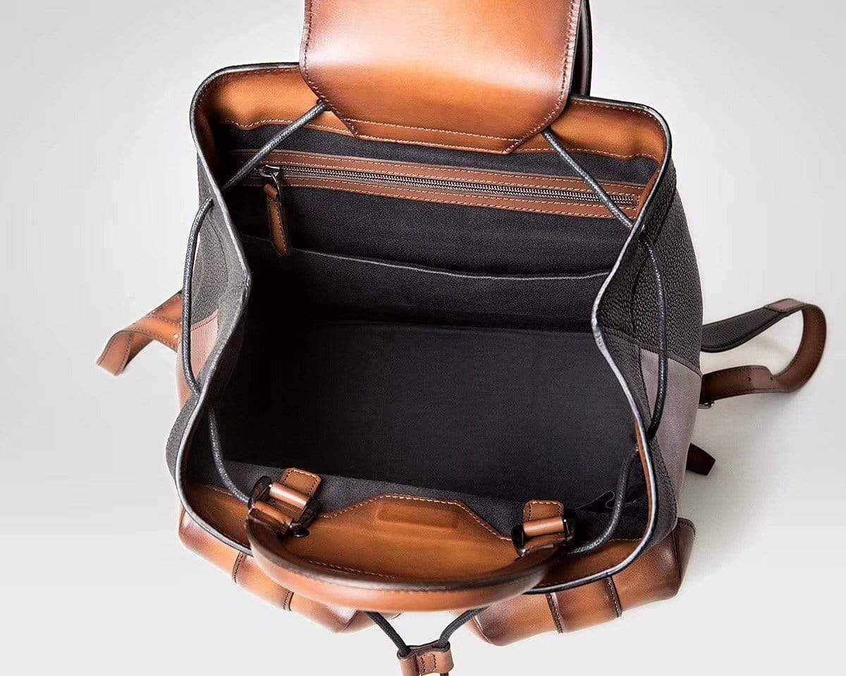 Large Vintage Smooth Cowhide Leather Backpack & Rucksack