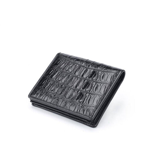 Men Bifold Leather Wallet- Genuine Crocodile Leather Tail Bone Leather