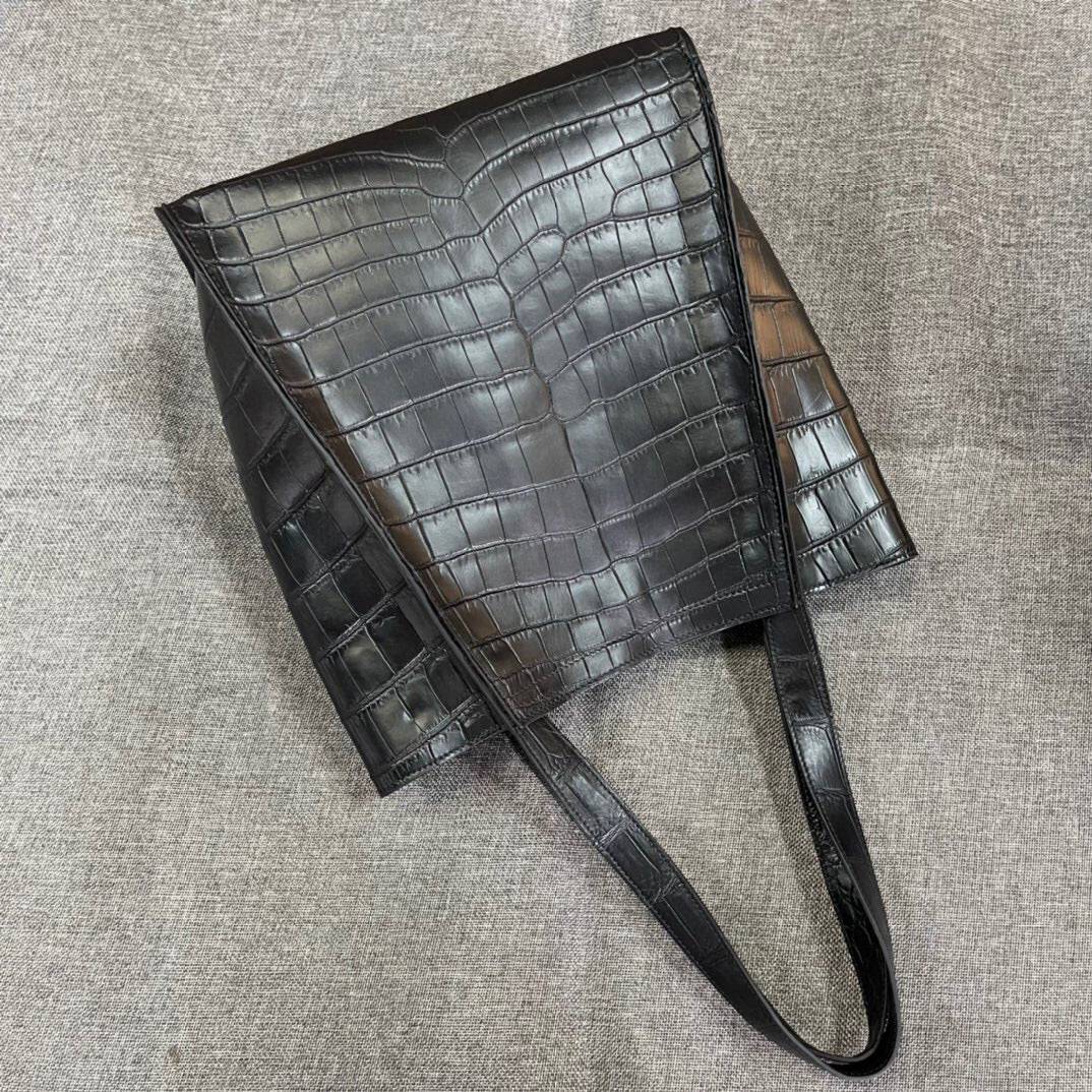 Preorder Unisex Crocodile Belly Leather Hobo Shopper Bags