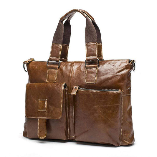 Rossie Viren Men's Bunished Vintage Leather Shoulder Top Handle Bags