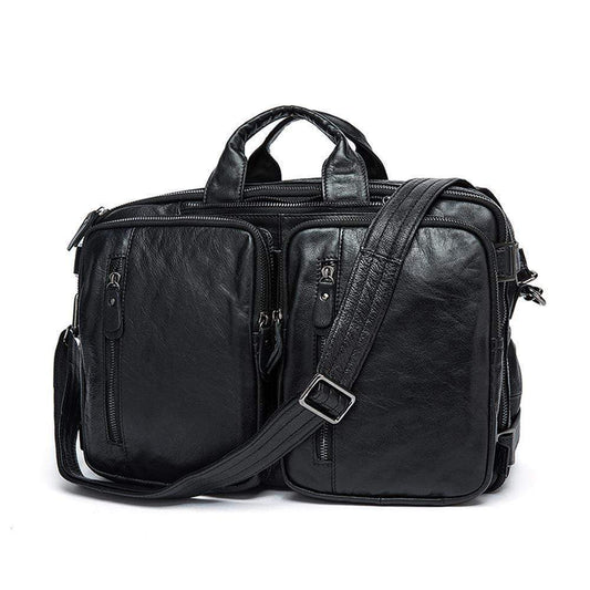 Rossie Viren Men's Dual Large Capacity Vintage Leather Briefcase