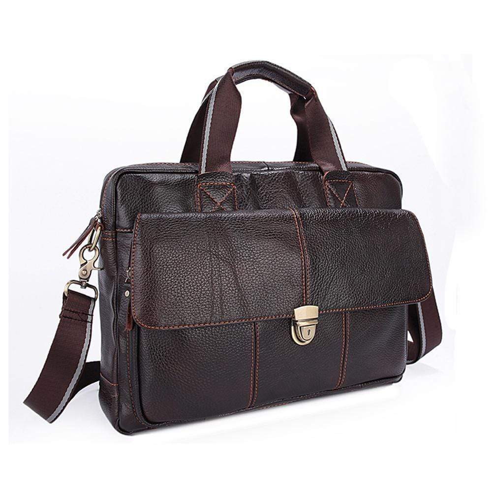 Rossie Viren Men's Pebbled Leather Briefcase For Men