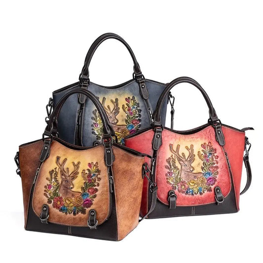 Rossie Viren Women's Women’s Genuine Leather Handbag Shoulder Bags Work Tote Bag Top Handle Bag Ladies Purses Satchel