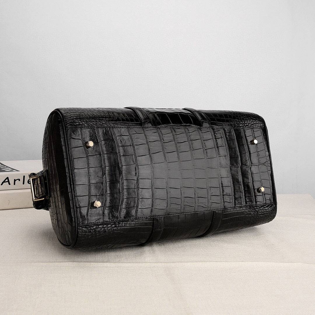 Unisex Classic Genuine Crocodile Belly Leather Travel Duffle Outdoor Leisure Large Capacity Simple Style Bag