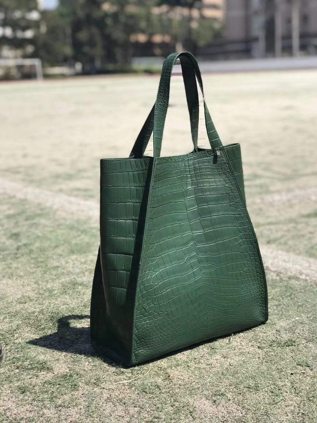Unisex Crocodile Belly Leather Large Hobo Bags