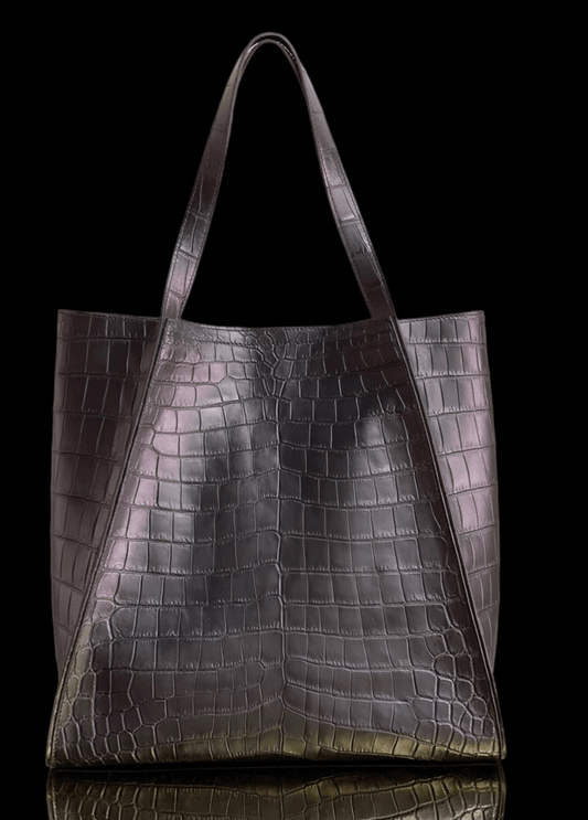 Unisex Crocodile Belly Leather Large Hobo Shopper Bags