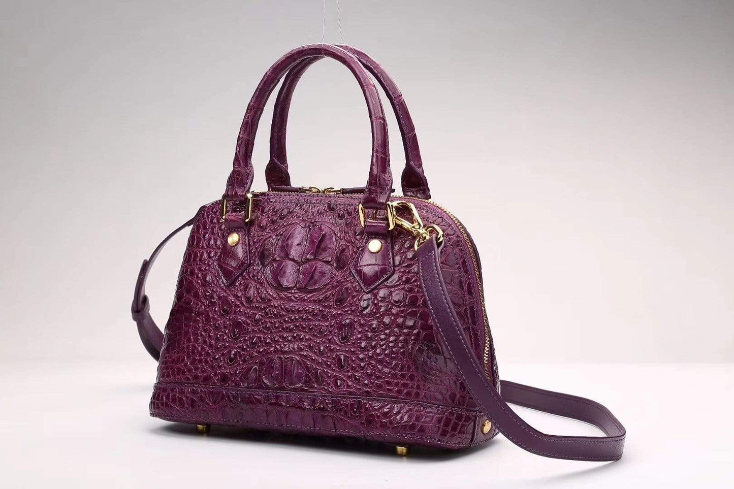 Women Genuine Crocodile Double Handle Tote Bag Small Size
