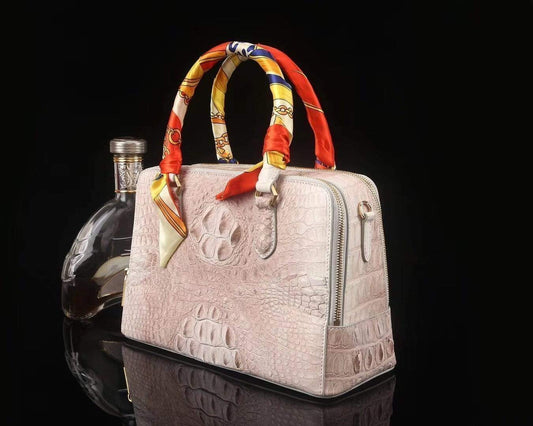 Women's Genuine Crocodile Bone Leather Shoulder Satchel Bag