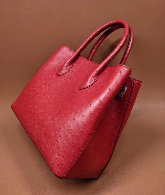 Women's Ostrich Leather Top Handle Bag 32cm
