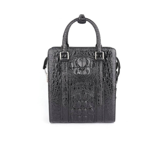 Men's Genuine Crocodile Skin Leather Top Handle  Cross Body Password lock Briefcase Bag