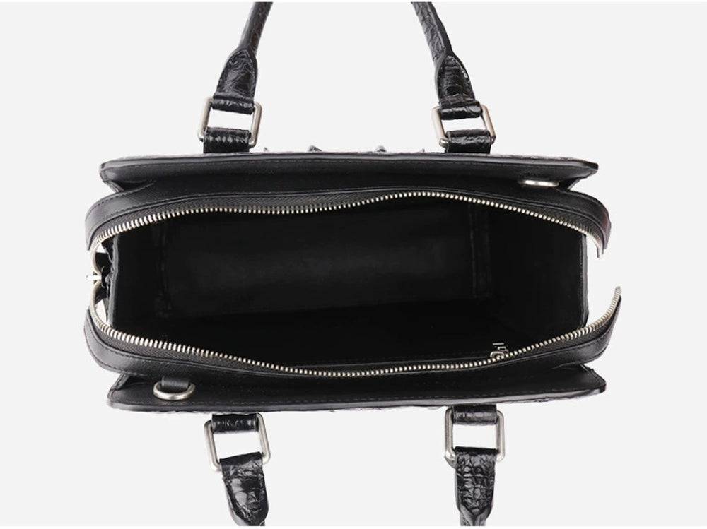 Men's Genuine Crocodile Skin Leather Top Handle  Cross Body Password lock Briefcase Bag