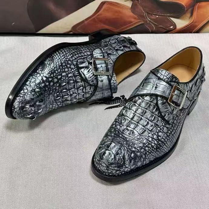 Crocodile Leather Lace-Up Shoes,Crocodile Business Dress Shoes