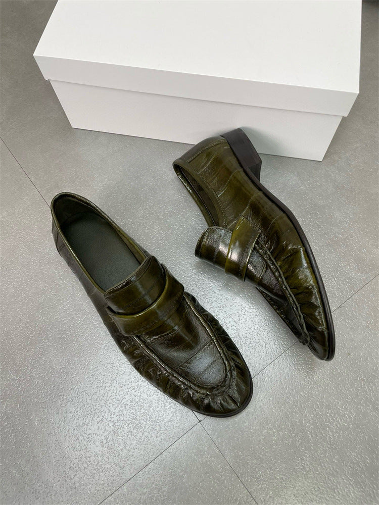 Eel skin women’s loafers by Rossie Viren with sleek design and natural texture, stylish footwear for casual or formal wear.