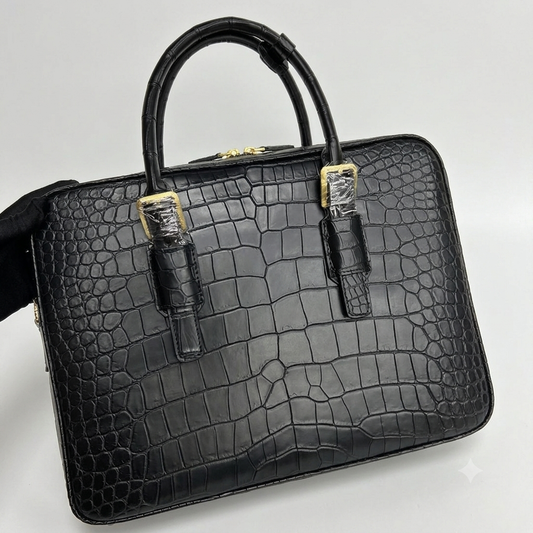 Men's Crocodile Briefcase Business Document Bags Black