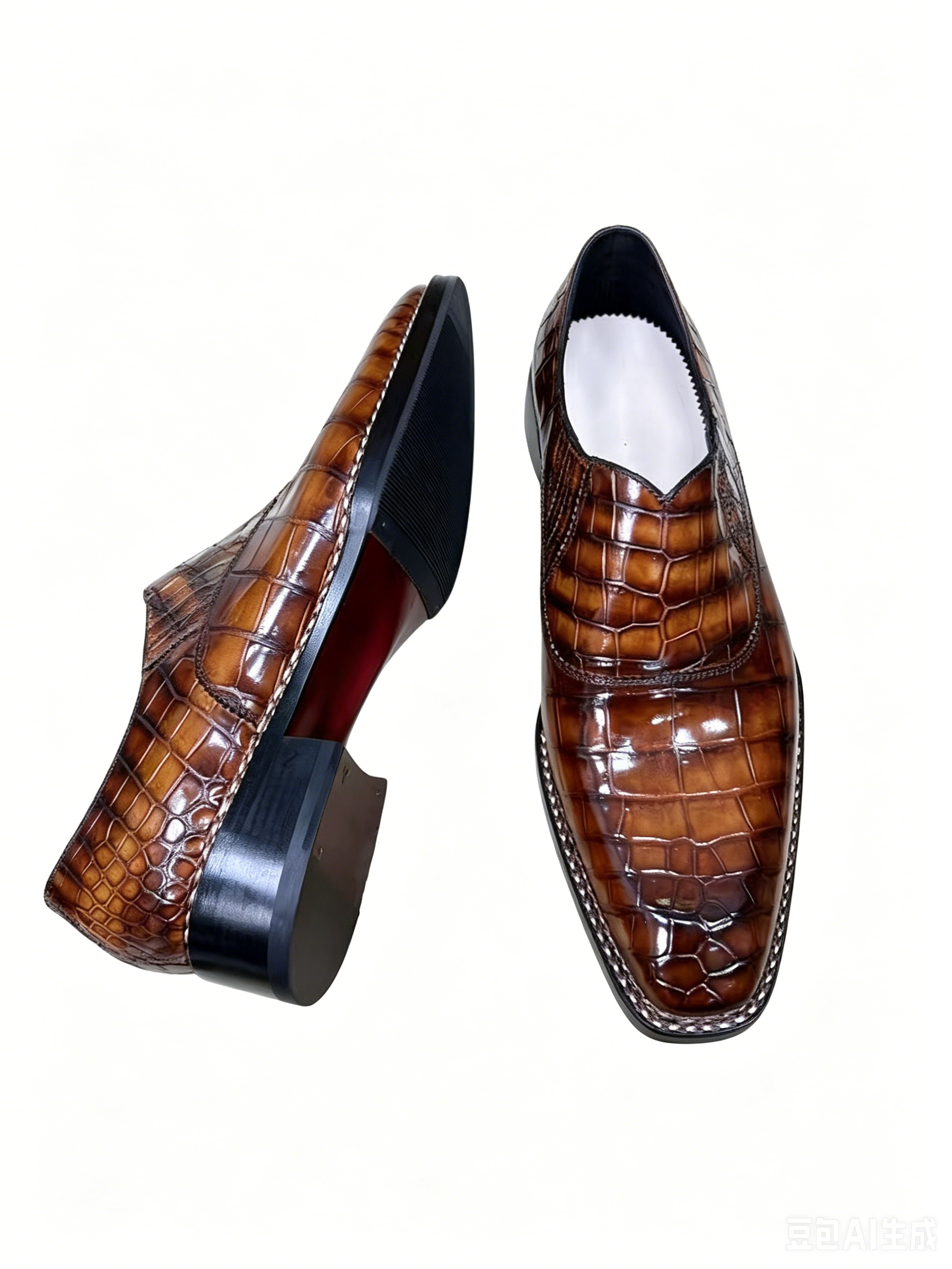 Crocodile Shoes, Men's Vintage Brown Crocodile Leather Loafer Slip-On Shoes
