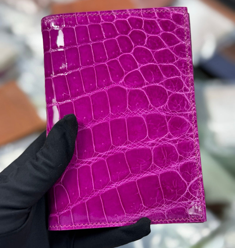 Crocodile Skin Leather Passport Case