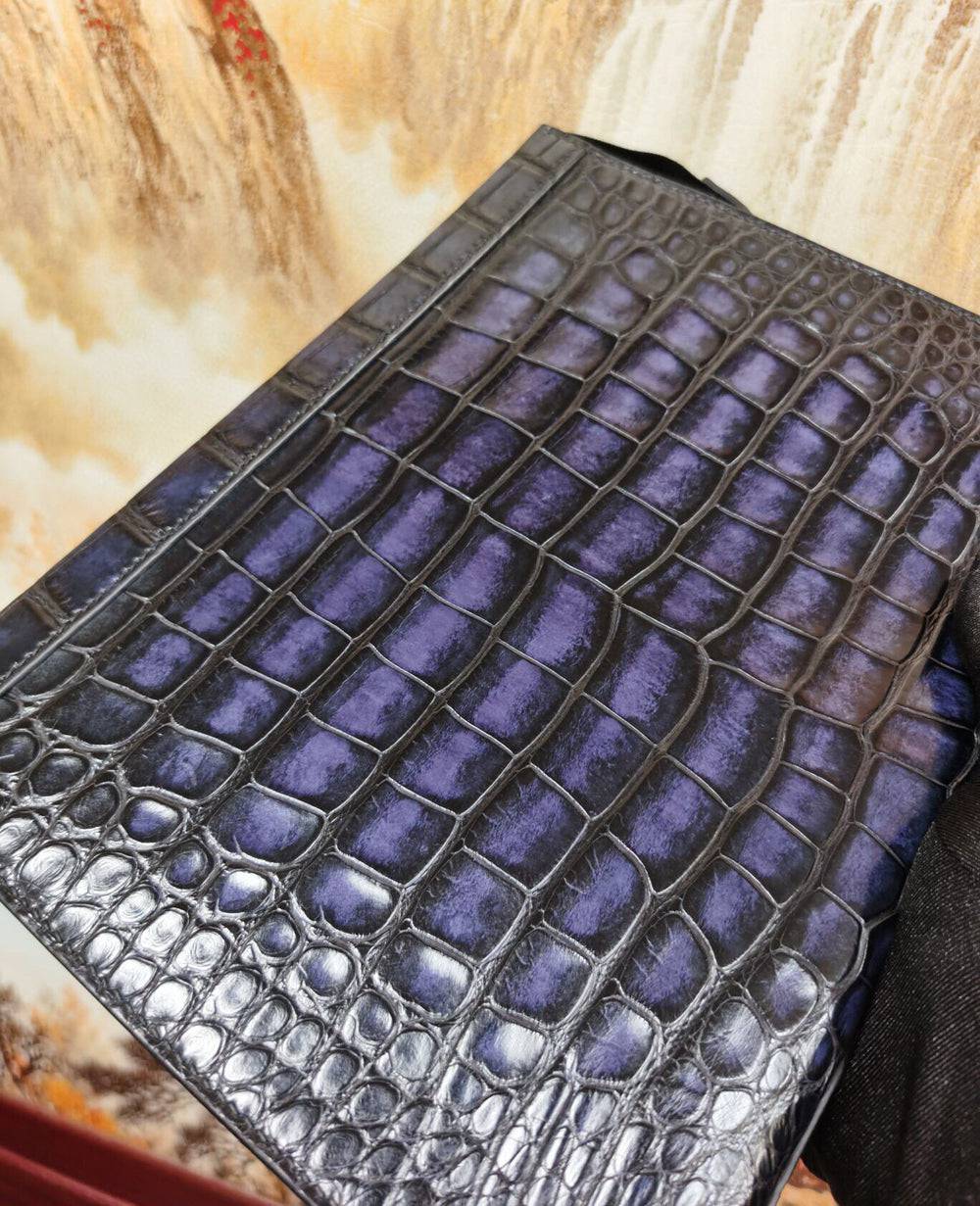 Genuine Vintage Crocodile Skin Leather  Wristlet Wallet Clutch Envelop