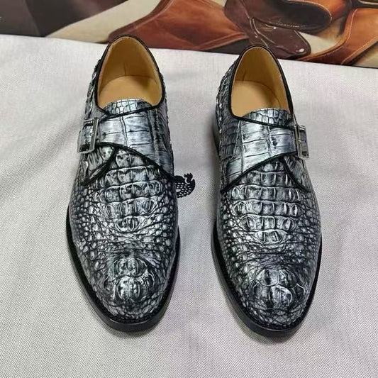 Crocodile Leather Lace-Up Shoes,Crocodile Business Dress Shoes