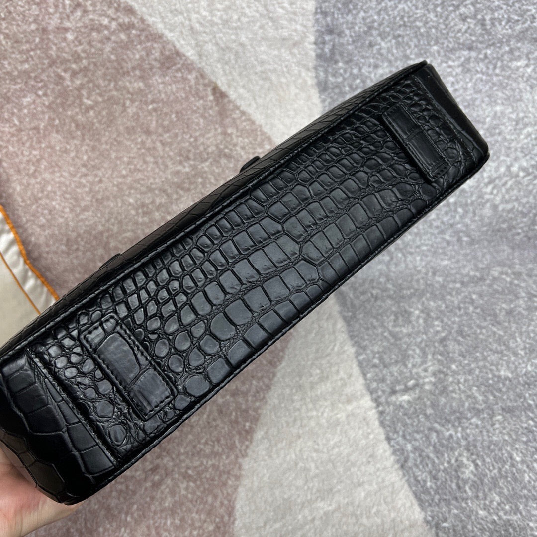 Men's Crocodile Briefcase Business Document Bags Black