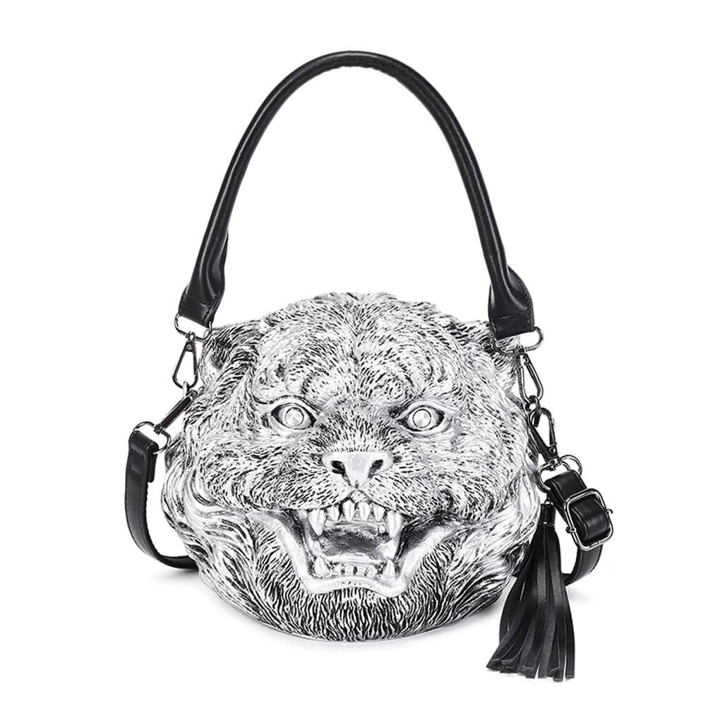 3D Backpack, Fashion 3D Happy Small Tiger Head SquareBag, Cross Body Handle Shoulder Bag