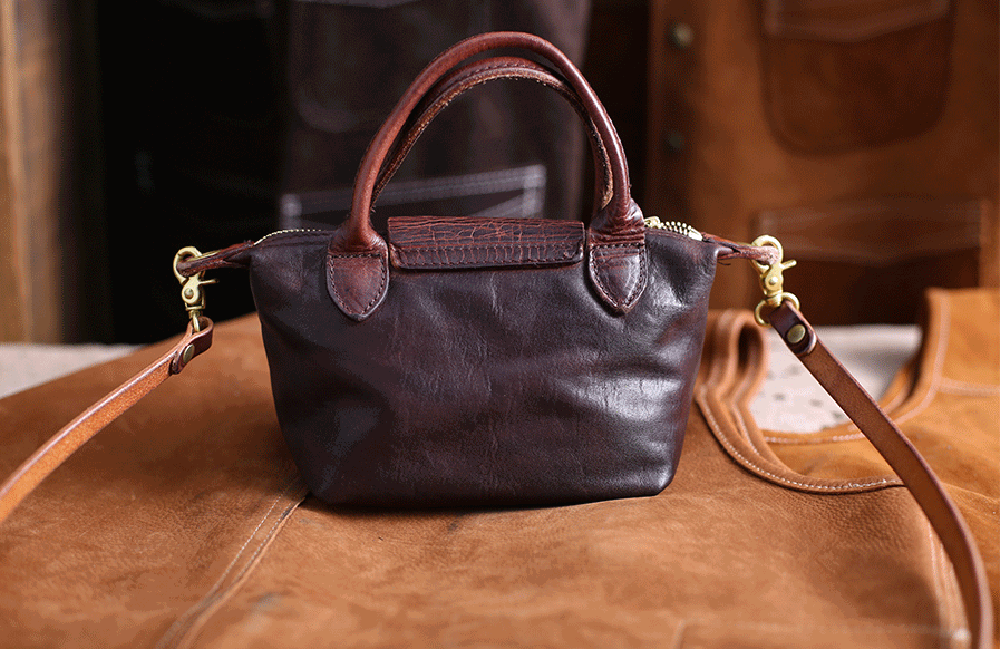 Rossie Viren Women's Womens Vintage Horse Skin Leather Small Top Handle Cross Body Shoulder Bag