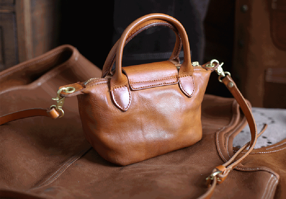 Rossie Viren Women's Womens Vintage Horse Skin Leather Small Top Handle Cross Body Shoulder Bag
